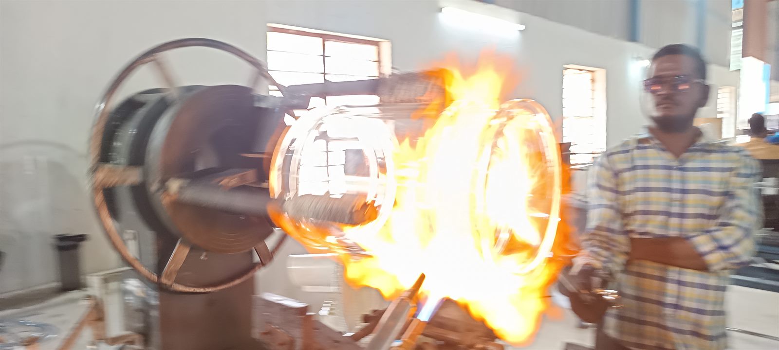 Glass manufacturing with technician